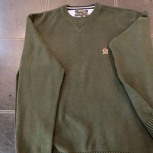 Mens Tommy Hilfiger olive Knit sweater.
